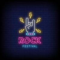 Rock Festival Neon Signs Style Text Vector