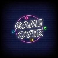 Game Over Neon Signs Style Text Vector