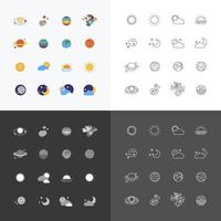 vector web icons set - space sun and moon collection of flat design elements. universe concept.