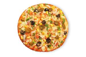 Isolated veggie pizza on white background