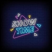 Show Time Neon Signs Style Text Vector