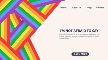 diseño para sitios web y aplicaciones móviles diseño de páginas bandera del arco iris símbolo lgbt espacio para información y botones de navegación del sitio vector