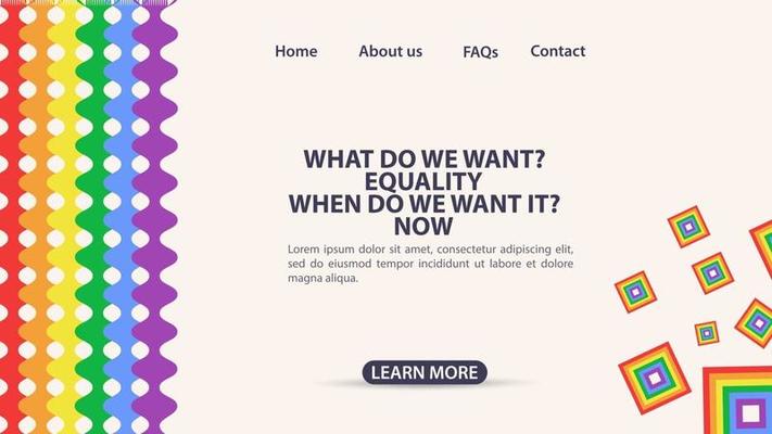 landing page of a website and mobile apps vertical rainbow flag LGBT  symbol space for information and navigation buttons on the site