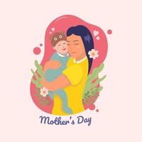 Hand drawn mother's day illustration template vector
