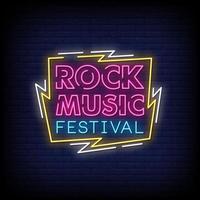 Rock Music Festival Neon Signs Style Text Vector