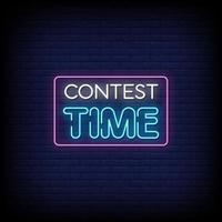 Contest Time Neon Signs Style Text Vector