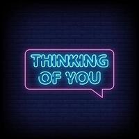 Thinking Of You Neon Signs Style Text Vector