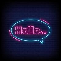 Hello Neon Signs Style Text Vector