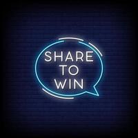 Share To Win Neon Signs Style Text Vector