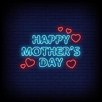 Happy Mother Day Neon Signs Style Text Vector