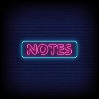 Notes Neon Signs Style Text Vector