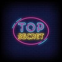 Top Secret Neon Signs Style Text Vector