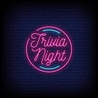 Trivia Night Neon Signs Style Text Vector