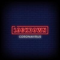 Lock Down Corona Virus Neon Signs Style Text Vector