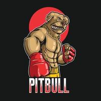 ilustración de deporte de boxeo de perro pitbull vector