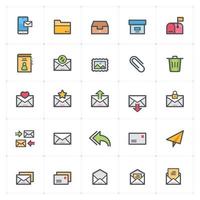 Email and Letter line with color icons. Vector illustration on white background.