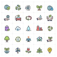 Environment line with color icons. Vector illustration on white background.