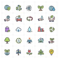 Environment line with color icons. Vector illustration on white background.