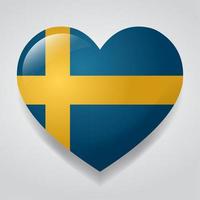 heart with sweden flag isolated symbol illustration vector