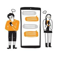 Communication, dialog, conversation on an online forum and internet chatting concept. Vector illustration.