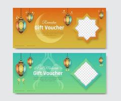 Ramadan and Eid Mubarak gift voucher template vector