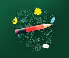 Pencil with doodling elements. Back to school concept vector