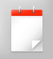 Paper calendar mockup with empty page. Template for a text vector