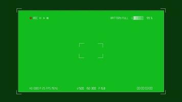 tela de gravação de câmera digital tela verde bateria completa