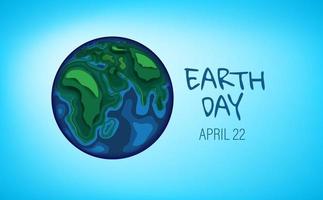 Paper cut style Earth day horizontal banner vector