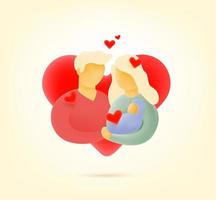 Father, mother and child in love. Illustration with hearts vector