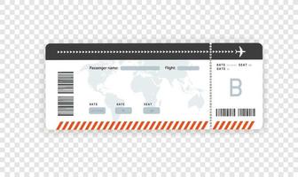 Flight paper boarding pass vector mockup isolated