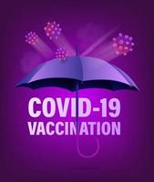 Covid-19 vaccination concept. Coronavirus illustration with umbrella vector