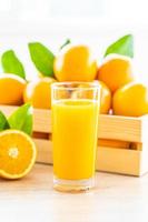 Fresh orange juice for drink in bottle glass photo