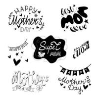 Happy Mothers day lettering collection. Set of  lettering quotes. Vector illustrztion