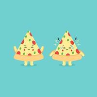 Cute Pizza Character set vector