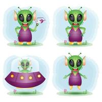 Cute little alien characters vector