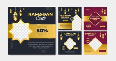 Set of Ramadan Sale social media post template. Web banner advertising for greeting card, voucher, islamic event. vector