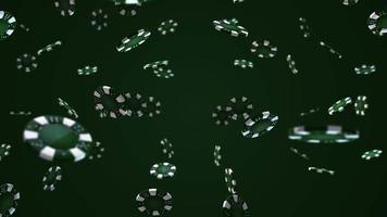 Casino Chips Falling on Green Background video