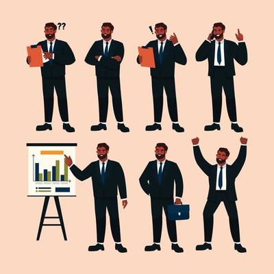 Set of Business Man Character in Various Activities