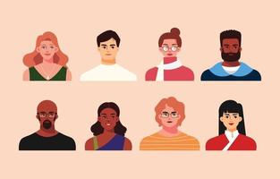 colección de avatar de personas multiculturales en estilo plano vector