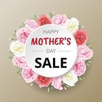 Mothers day sale with carnation flowers banner vector