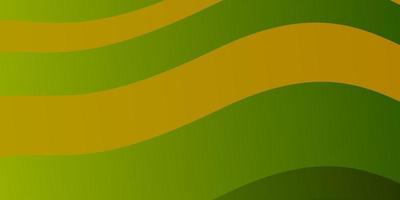 Light Green, Yellow vector pattern with curved lines.