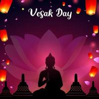 vesak día con el cielo decorado con linternas vector