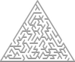 Vector template with a gray triangular 3D maze, puzzle.