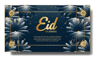 Eid Mubarak banner or poster design. Islamic editable background template vector