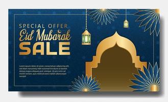 tarjeta de promoción de venta eid mubarak o diseño de banner vector