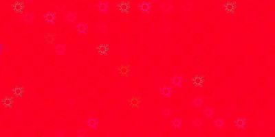 Dark red, yellow vector background with covid-19 symbols.