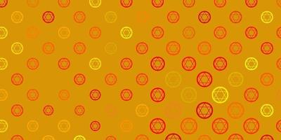 Light Red, Yellow vector background with occult symbols.
