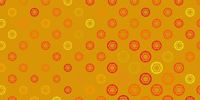 Light Red, Yellow vector background with occult symbols.