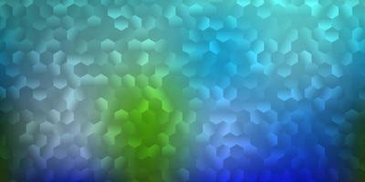 Light blue, green vector layout with shapes of hexagons.